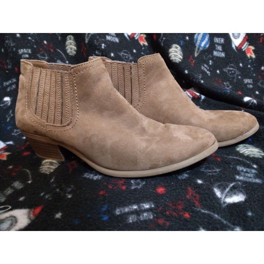 American Eagle Womens Size 7 Brown Fabric Slip On Chelsea Ankle Boots Booties